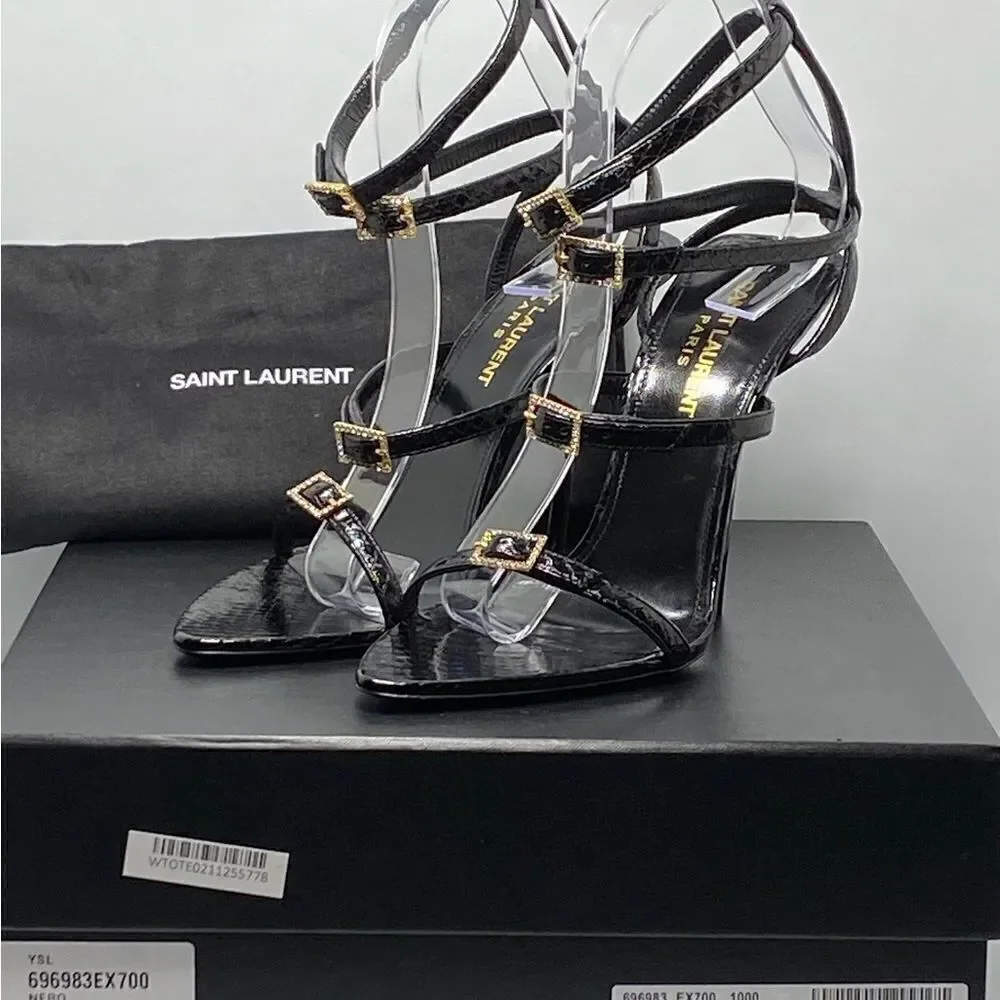 Saint Laurent Nuit Sandals In Lacquered Ayers size 37